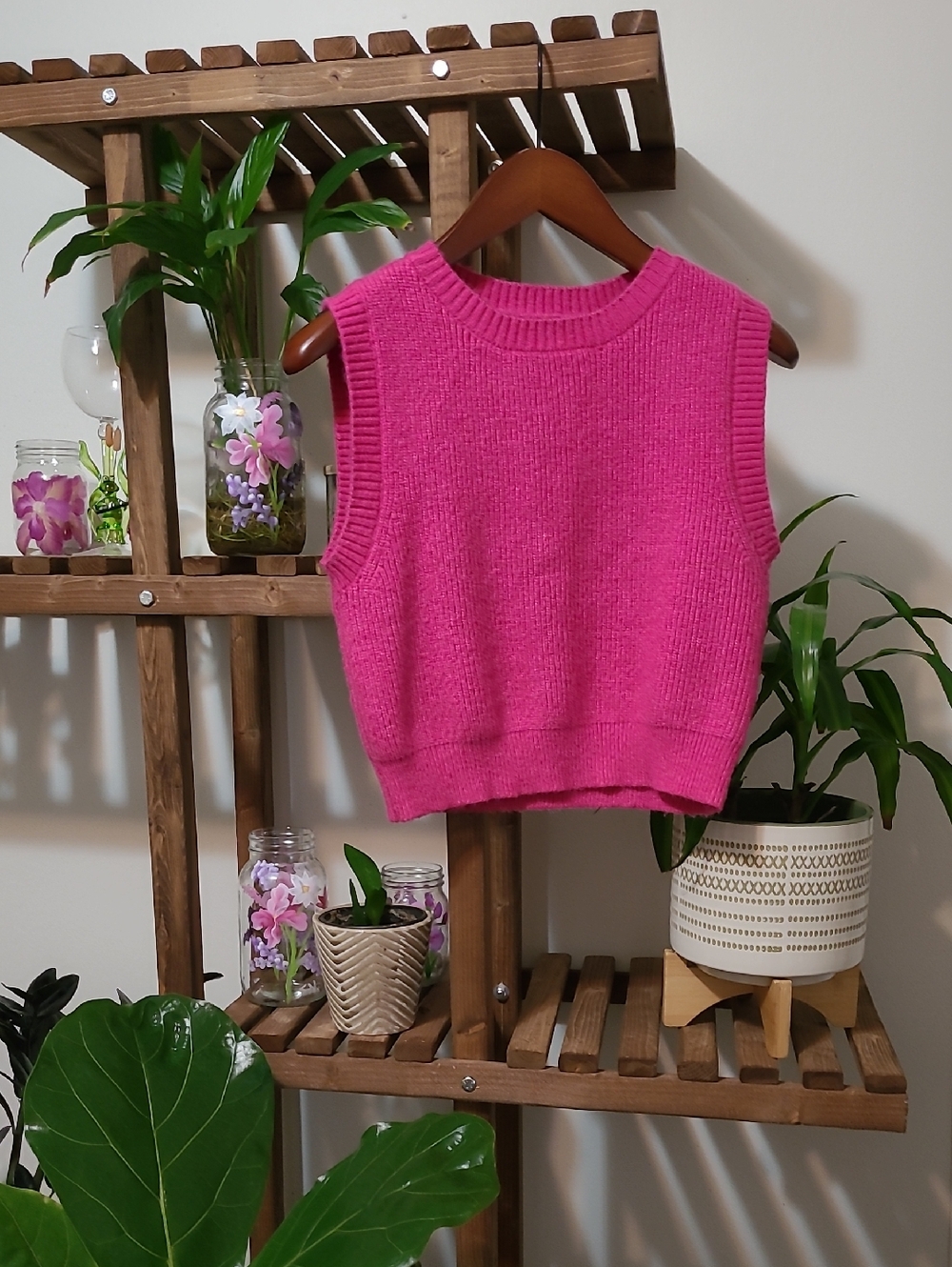 Cider Hot Pink Cropped Sweater Vest